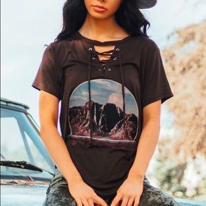 NWOT Wild at Birth Lace Up Tee